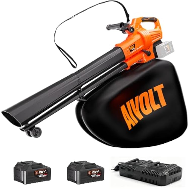 AIVOLT 40V Cordless Leaf Blower and Vacuum Mulcher Combo, Portable Leaf Vacuum Cordless with 40L Bag, Brushless Motor, 2  4.0Ah Batteries for Effortless Lawn Cleanup