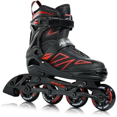 PAPAISON Boys Inline Skates Ages 5-8 8-12, Adjustable Size Beginner Roller Skates Blades for Kids Youth