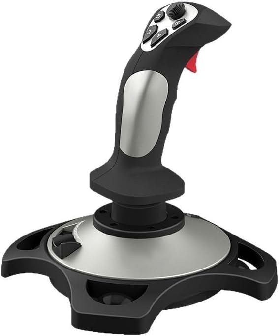 Joystick for Flight Simulation on For PC with Integrated Hat Switch and Rudder Functionality for Complete Aircraft Control