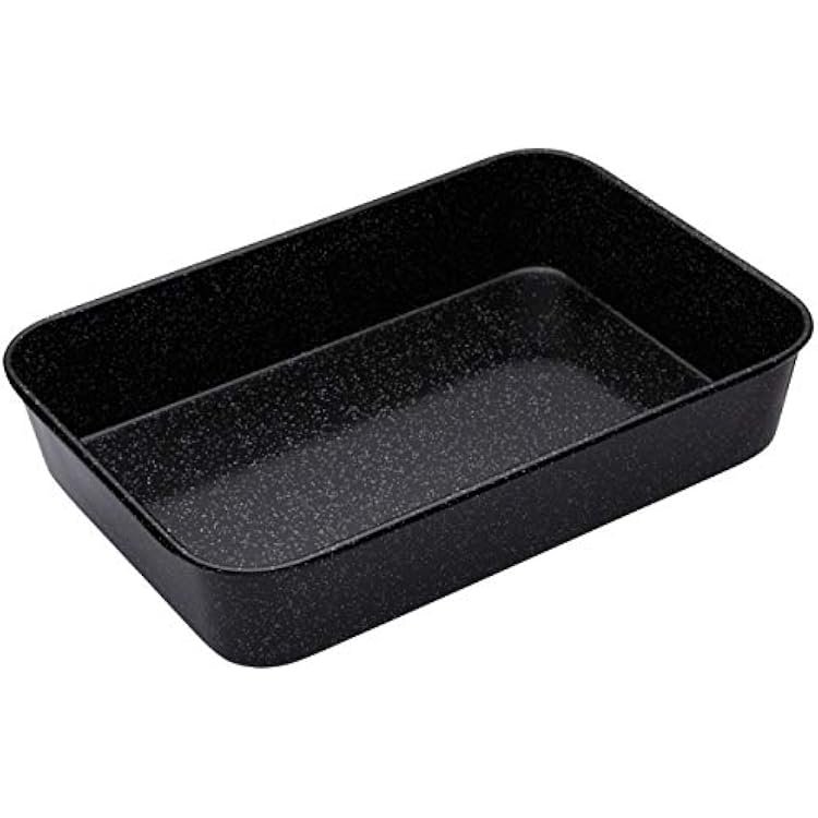 MasterClass Vitreous Enamel Roasting Tin, Induction Safe 1mm Steel with Scratch Resistant Coating, Large 40 x 28cm 15.5 x 11, Black