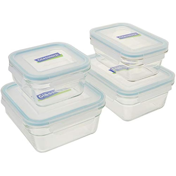 Glasslock 2 Rectangle and 2 Square Assorted Oven Safe Container Set, 4-Piece