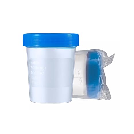 Polypropylene Clear Specimen Containers with Screw Cap 4.5oz (120mL) Sample Collection Cups for Urine, Stool & Semen Testing Sterile, Leak-Resistant, Individually Bagged 10 Pack