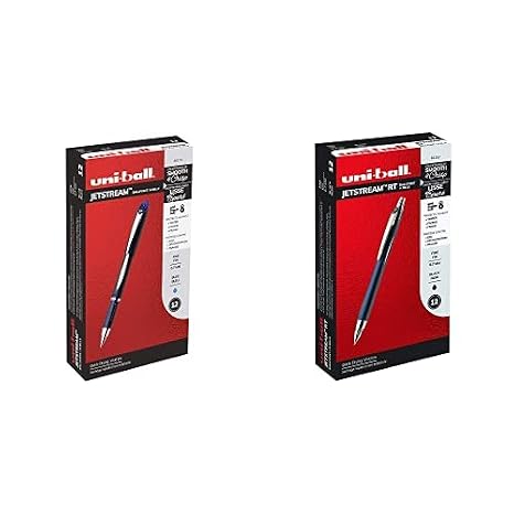 uni-ball Jetstream Ballpoint Pens Fine Point, 0.7mm, Blue, 12 Pack Jetstream RT Retractable Ballpoint Pens Fine Point, 0.7mm, Black, 12 Pack