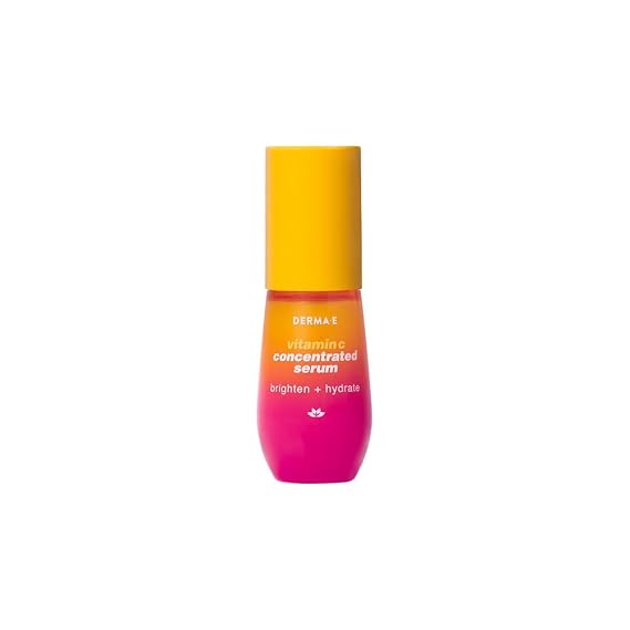DERMA E Vitamin C Concentrated Serum with Hyaluronic Acid, Vitamin E & Aloe, All Natural, Antioxidant-Rich Concentrated Facial Serum Firming and Brightening Vitamin C Face Serum, 1oz