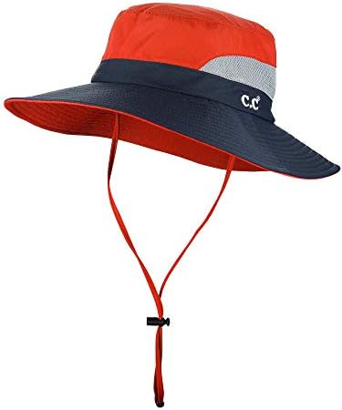 C.C Safari Sun Hat Wide Brim Hat with Ponytail Hole Packable UPF 50 for Hiking Camping