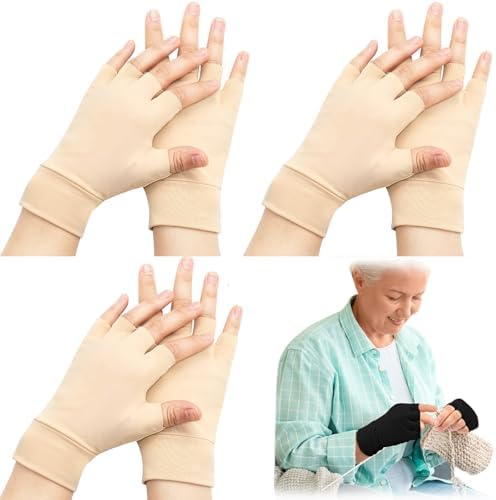 3 Pairs Elderly Skin Thin Protector Gloves Tone Fingerless Gloves Bruise Abrasion Protective to Cover Bruising