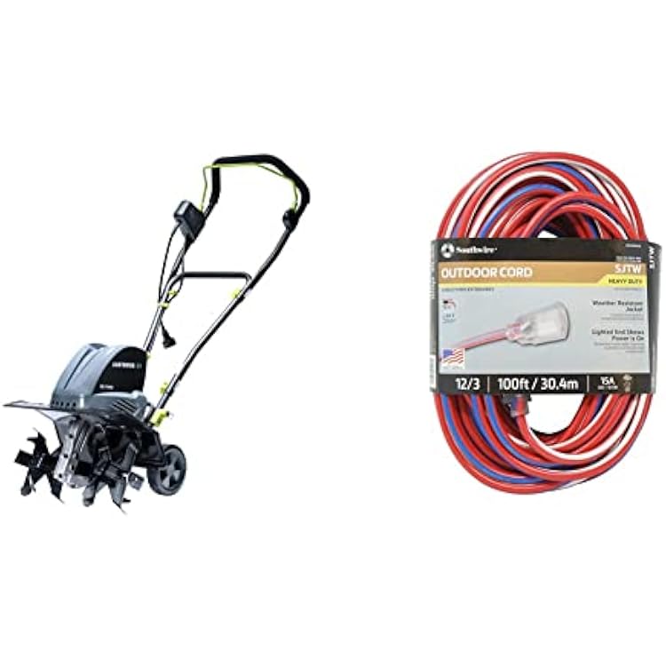 Earthwise 16-Inch 13.5-Amp Electric TillerCultivator  Southwire 100-Feet 123 Extension Cord