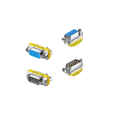 Slimline VGA HD15 Gender Changer -Zero Modem Adapter VGA Coupler for 2 displays-F/F-M/M (2, Two Combination(M-M,F-F))