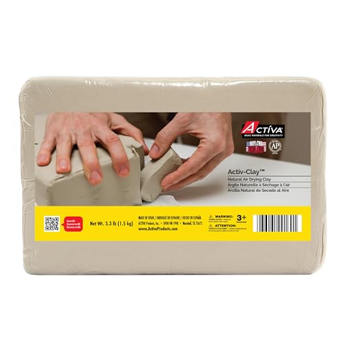 Activa Activ-Clay, White, Natural Air Dry Clay, 3.3lb 1.5kg | Strong & Fine Grained, Perfect for Everyday Use