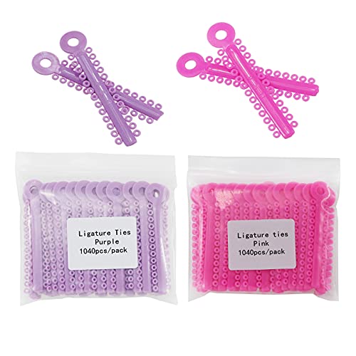 AC Orthodontic Ligature Ties Braces Dental O-ring Elastics Rubber Bands 2080Pcs 2Packs PinkPurple