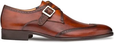 Mezlan - Forest - Mens Wing Tip Monk Strap - Hand-Burnished European Calfskin with Saddle Shoe Accents - Handcrafted in Spain