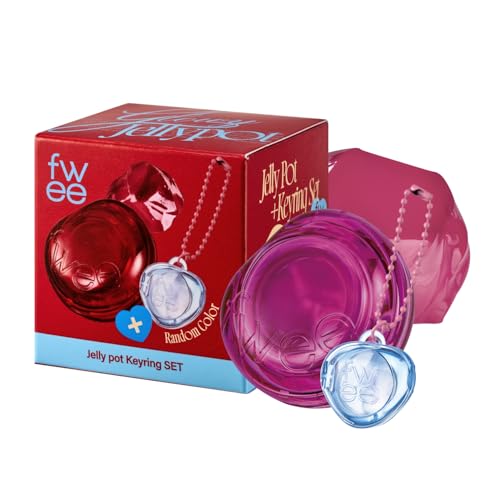 fwee Glowy Jelly Pot  Keychain SET | Dewy Jelly Lip & Blush Color, Tinted Glow Jelly Balm, Dewy Buildable Finish Berry Jam Peony Pink | 0.14 oz