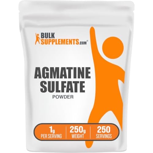 Agmatine Sulfate Powder - Nitric Oxide Supplement, Pre Workout Powder - Unflavored & Gluten Free, 1g per Serving, 250g 8.8 oz Pack of 1