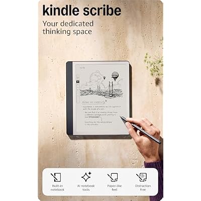 Amazon Kindle Scribe (16GB) - Your notes, documents and books, all in one place. With built-in AI notebook summarization. Includes Premium Pen - Tungsten