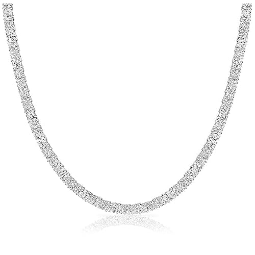 Michooyel Tennis Necklace for Women Tennis Chain Women Iced Out Necklace Prong-Setting 5A Cubic Zirconia Stones Fashion Jewelry 3mm 4mm 5mm 6mm, 16,18,20,22,24 Inches