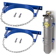 2 Pack Gas Cylinder Wall-Mounted Bracket,Blue Gas Cylinder Fixed Rack,Gas Cylinder Floor Mount Storage Stand,Durable Quality Gas Cylinder Holder with Screws and Safety Chain Supported