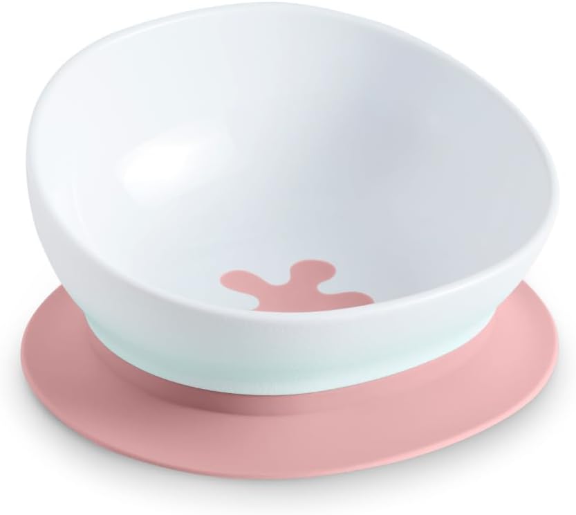 doddl 2-in-1 Baby & Toddler Suction Feeding Set | The Kids Bowl that Won’t Budge | Premium Weaning Dish with Removable Non-Slip Base | for 6m+ | Dishwasher & Microwave Safe (Dusky Rose)