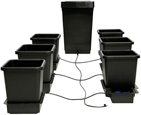 AutoPot 6 Pot System with 3.9 Gallon pots and 12.4 Gallon Tank - Self-Watering Gravity-Fed Hydroponic Indoor System, Black