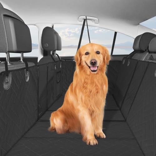 MIROZO Back Seat Extender for Dogs, 600D Heavy Dog Car Seat Cover Pet Seat Cover Dog Car Seat Cover for Back Seat Large Space Travel Bag for Dog with 5-Fold Bottom for Truck
