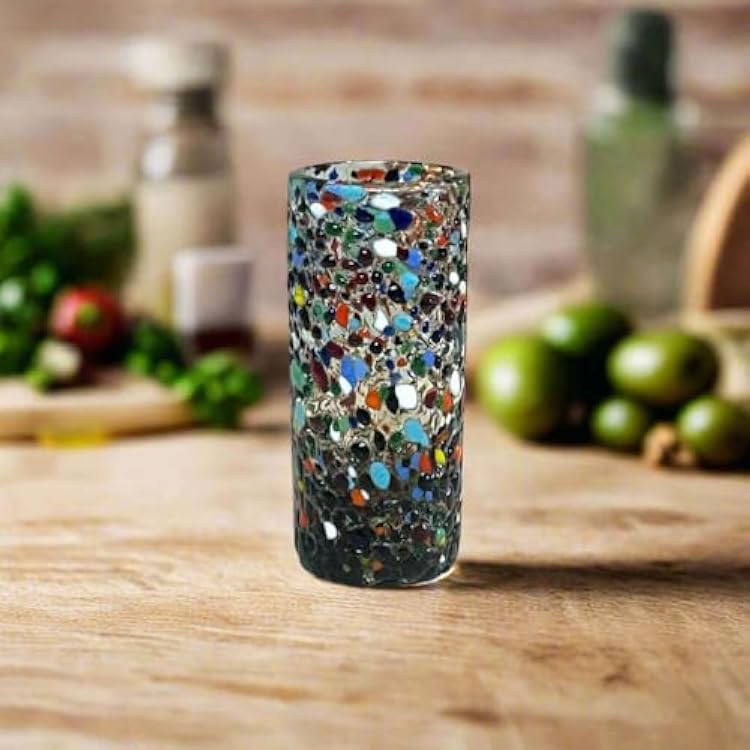 Hand Blown Double Shot Glass | Mexican Confetti Glassware