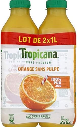 Tropicana Orange Juice without Pulp - 2 Bottles of 1 Litre