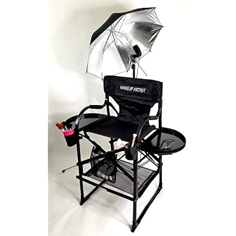 OASIS Unique Tuscany PRO Studio Professional Make up & Hair Chair with Professional Lamp Combo Product - 29 Seat Height - Carry Bag Included