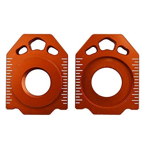 labwork 2Pcs 20mm CNC Rear Axle Spindle Chain Adjuster Blocks 125-530CC Replacement for SX EXC XCW Orange
