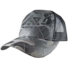 Caterpillar Equipment Trucker Hat with Mesh Back, Gray Quilted Camouflage Pattern, Logo, Adjustable Baseball Cap
