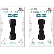 LOVEHANDLE Universal Grip for Most Smartphones, Mini Tablets and Cases, Black Elastic Strap with Black Base, Pack of 2, LH-01-2PackBlack