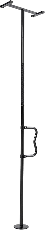 VEVOR Floor-to-Ceiling Transfer Pole, Tension Mounted Bathroom Grab Bar with Anti-Slip Curve Handle, 300 Lbs Capacity Security Pole for Elderly, Ideal Senior Safety Pole for 7-10 Ft Ceilings, Black