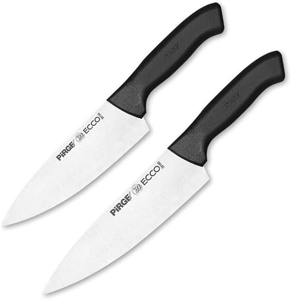 Pirge Ecco Şef Çiftler Bıçak Seti - 2 Parça 16, 19 cm Şef Bıçağı Seti - Paslanmaz Çelik (Siyah)
