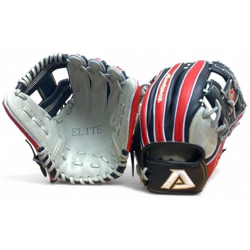 Akadema Prosoft Elite Series Baseball Infielders Gloves, BlackSandstoneRed, Left Hand, 11.5 Inches