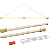 Anley 35" Wooden Banner Pole - Horizontal Flag Hanger for House Sports Dynasty Company - Easy Display for Flag Width Less Than 30" and Sleeve Over 1"