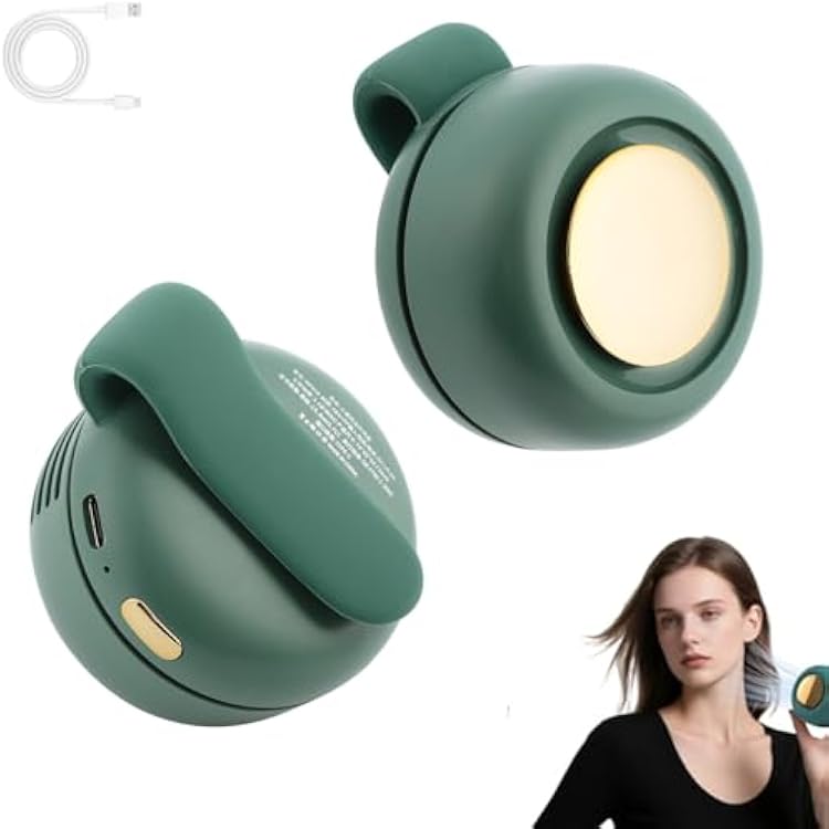 Portable Silent Mini Bladeless Fan Clip On, 2025 New Adjustable 3-Speed Suspended Waist Fans, 360° Rotatable, Suitable for Outdoor & Travel & Office,Travel Accessories Green