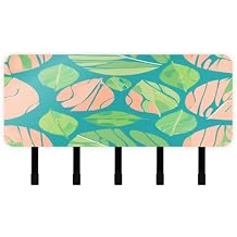Leaf Wall Mounted Key Holder with 5 Hooks for Wall, Self Adhesive Acrylic Key Rack Mail Storage Organizer with Tray for Entryway Hallway Kitchen Home Decor