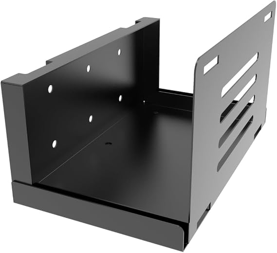 Wall Mount CPU Holder with Safety Straps- Metal 4.8-8.3" Wide