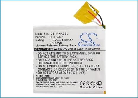XSP Replacement Battery for APP/LE IP0D Nano 3rd 8GB, IP0D PN 616-0333, 616-0337, 616-0311
