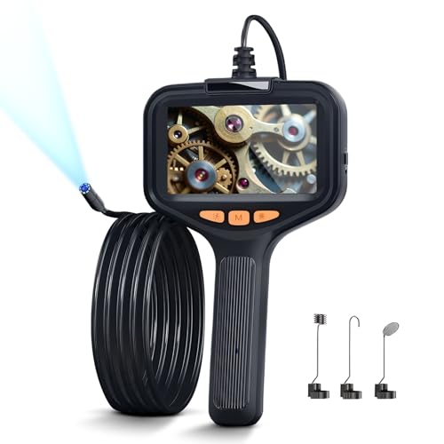 Endoscope Camera with Light ELROTONEG, Borescope with 4.3 LCD Screen, Inspection Camera HD with 8 Adjust LED Lights, 6.56 ft Semi-Rigid Cable, IP68 Waterproof Snake Camera