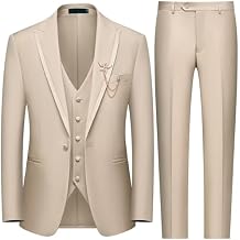 WEEN CHARM Men's 3 Piece Suit One Button Blazer Jacket Vest Pants Set Slim Fit Formal Wedding Business Tuxedo Suits