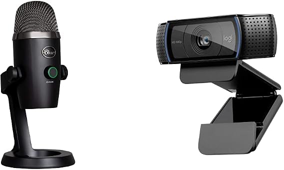 Blue Yeti Nano Premium USB Mic for Recording, Streaming, Gaming, Podcasting on PC and Mac, Condenser Microphone - Black & Logitech C920 HD Pro Webcam, Full HD 1080p/30fps Video Calling - Black
