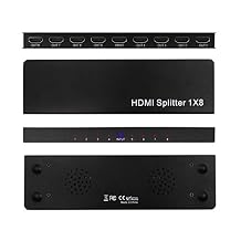 4K 1x8 HDMI Splitter, One in Eight Out Powered 8way HDMI Splitter Audio Video Distributor Amplifier with Charger, Support Full HD 3D & 4K x 2K Compatible with PS3/4,Fire Stick,Roku,Blu-Ray Playe