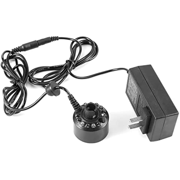 Mist Maker, 12 LED Mister Fogger Water Fountain Pond Fog Machine Atomizer Air Humidifier, Indoor Fountain Mister Foggers Perfect for Halloween, Christmas and Other Holidays US