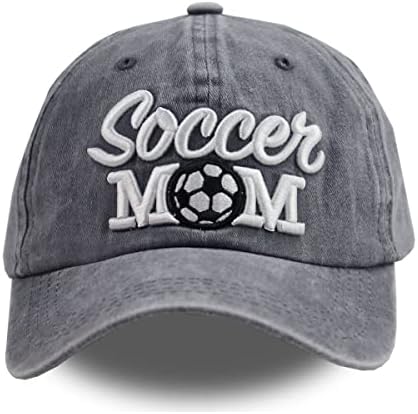 Distressed Soccer Mom Baseball Cap for Women, Adjustable Washed Embroidered Sun Hat for Mama