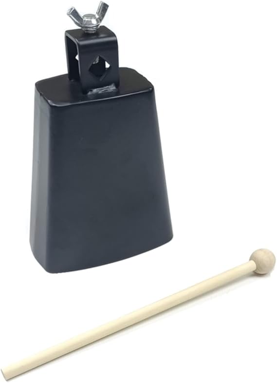 LOONELO Cow Bell with 5 inch,Metal Steel Cow Bell with Drum Stick for Drumset Kit Percussion,Noise Makers for Sporting Events Wedding Party Concert