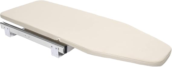 Rotatable Wall-Mounted Foldable Ironing Board, 32"x12.2" Space-Saving Ironing Station Cabinet with 99.2 lbs Load Capacity and Heat-Resistant Cover for Laundry Room Apartment Dorms Small Spaces, Khaki
