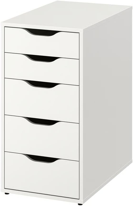 ALEX 5 Drawer Filing Cabinet 36x70x58 cm – Home Office Storage Unit, Under Desk Storage Cabinet, Workspace Organiser with Smooth Sliding Drawers for Documents, Files & Office Supplies (White)