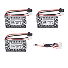 sea jump 3PCS 7.4V 800mah with SM Plug Lithium Battery with 1tor3 Charging Cable for WPL C24 D12 RC Truck Parts Anstoy 1085 1086 1087 1088 SYMA Q12 Gel Ball Blasting Machine Lithium Battery