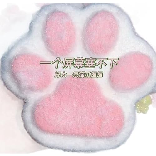 BABORUI Taba Squishy Toys Cat Paw, 5.5 Inch Furry Cat Paw Fufu Squishy Fidget Toys for Stress Relief, Big Silicone Squeeze Toys for Him Her Kids Adults Gift Pink Paw