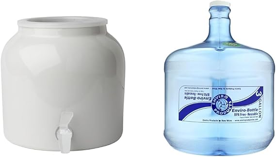 New Wave Enviro 2.5 Gallon Porcelain Water Dispenser and 3 Gallon BPA Free Tritan Round Bottle