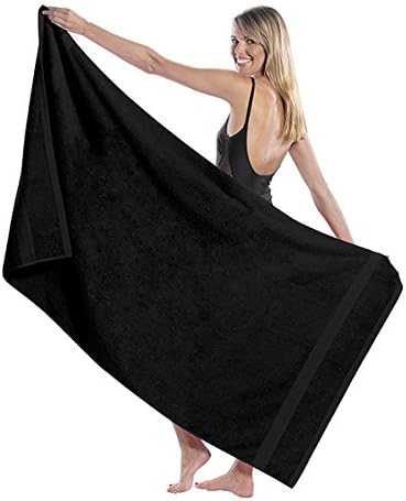 King Size Dobby Hem Terry Beach Towel (Black)